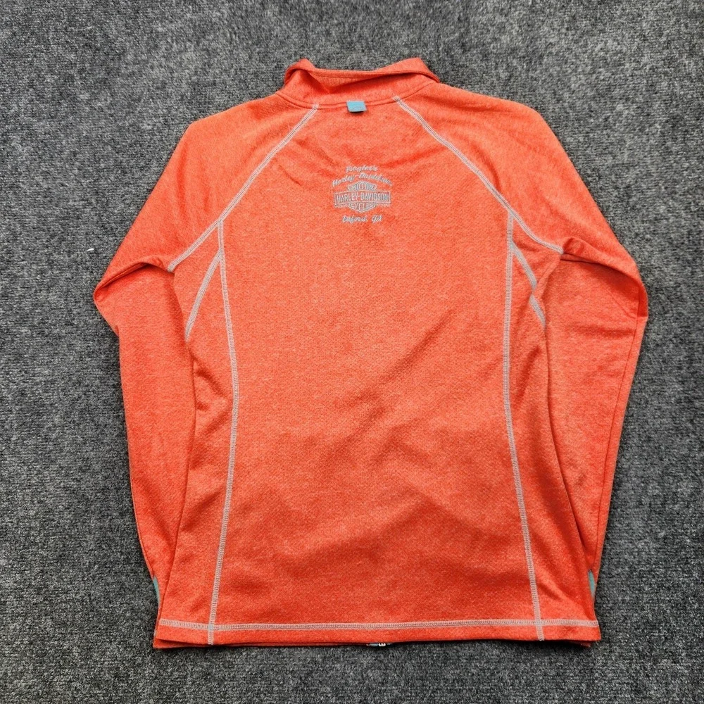 Harley-Davidson Performace Sweatshirt Womens Medium Orange Zip Lightweight Jaket